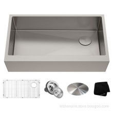 Apron front Workstation ledged handmade stainless steel sink